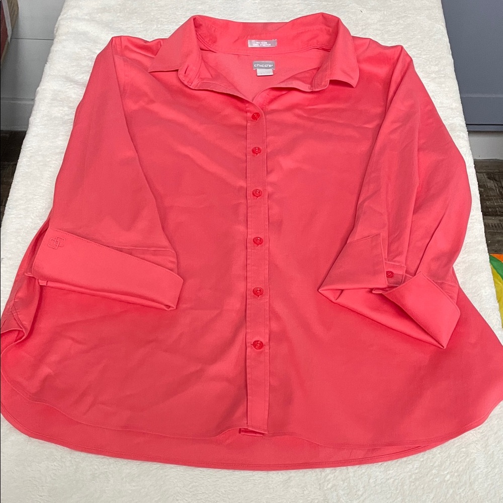Chico's Coral Button-Up Shirt